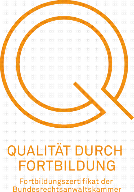 Bild: Qualitätssiegelder Bundesrechtsanwaltskammer  "Qualitaet durch Fortbildung"