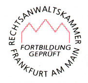 Bild: Prüfsiegel über Fortbildung  der Rechtsanwaltskammer Frankfurt/Main